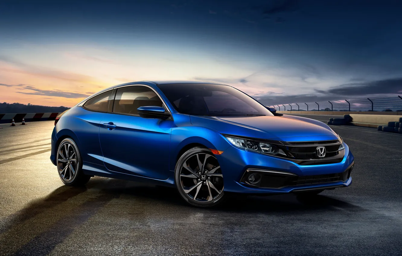 Фото обои закат, Honda, Coupe, Sport, Civic, 2019