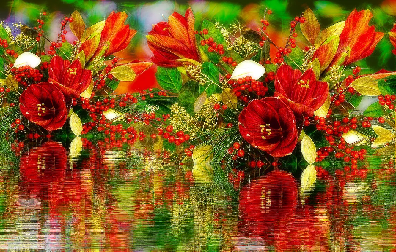Фото обои Grafika, Kwiaty, Fractalius