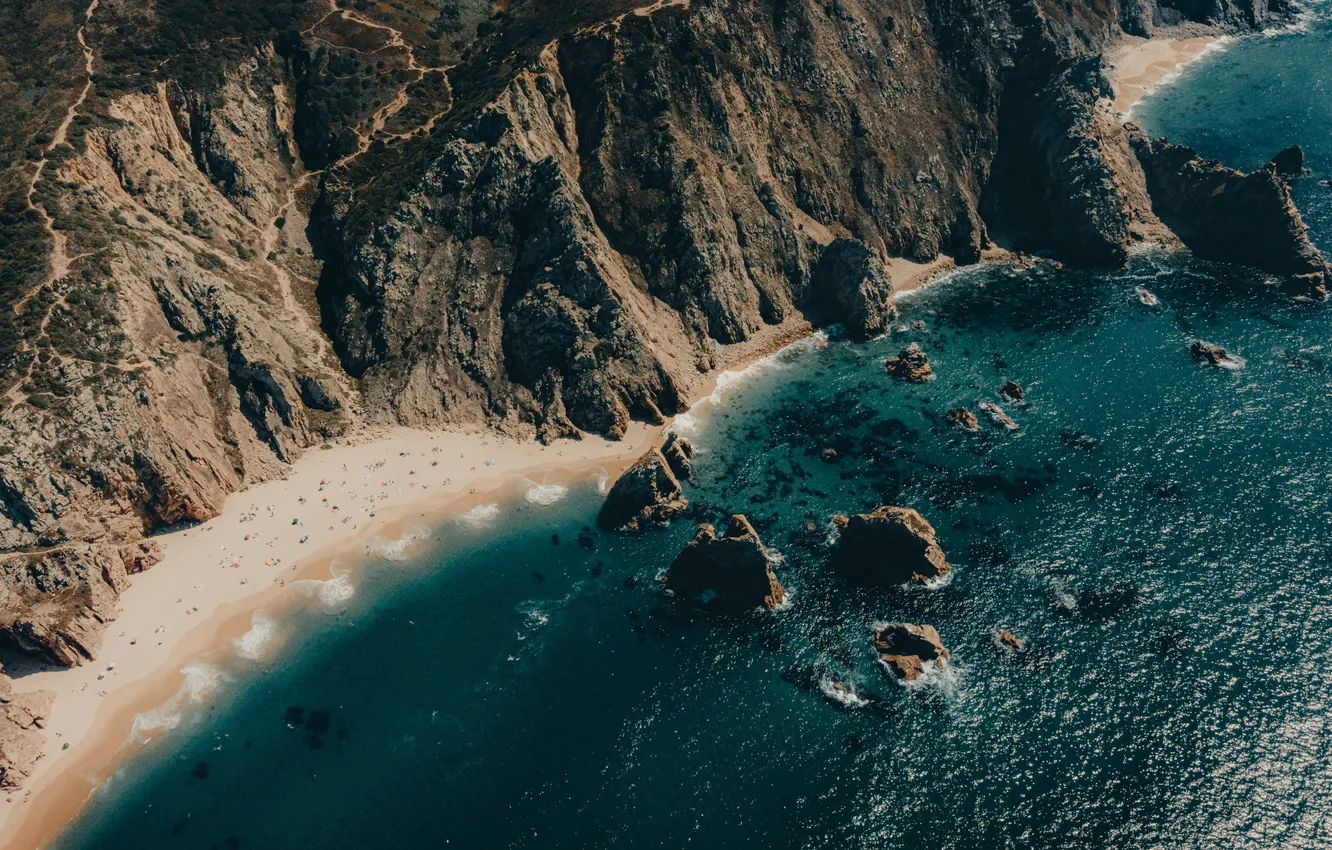 Фото обои wallpaper, Beach, Sand, Mountains, Ocean, Sea