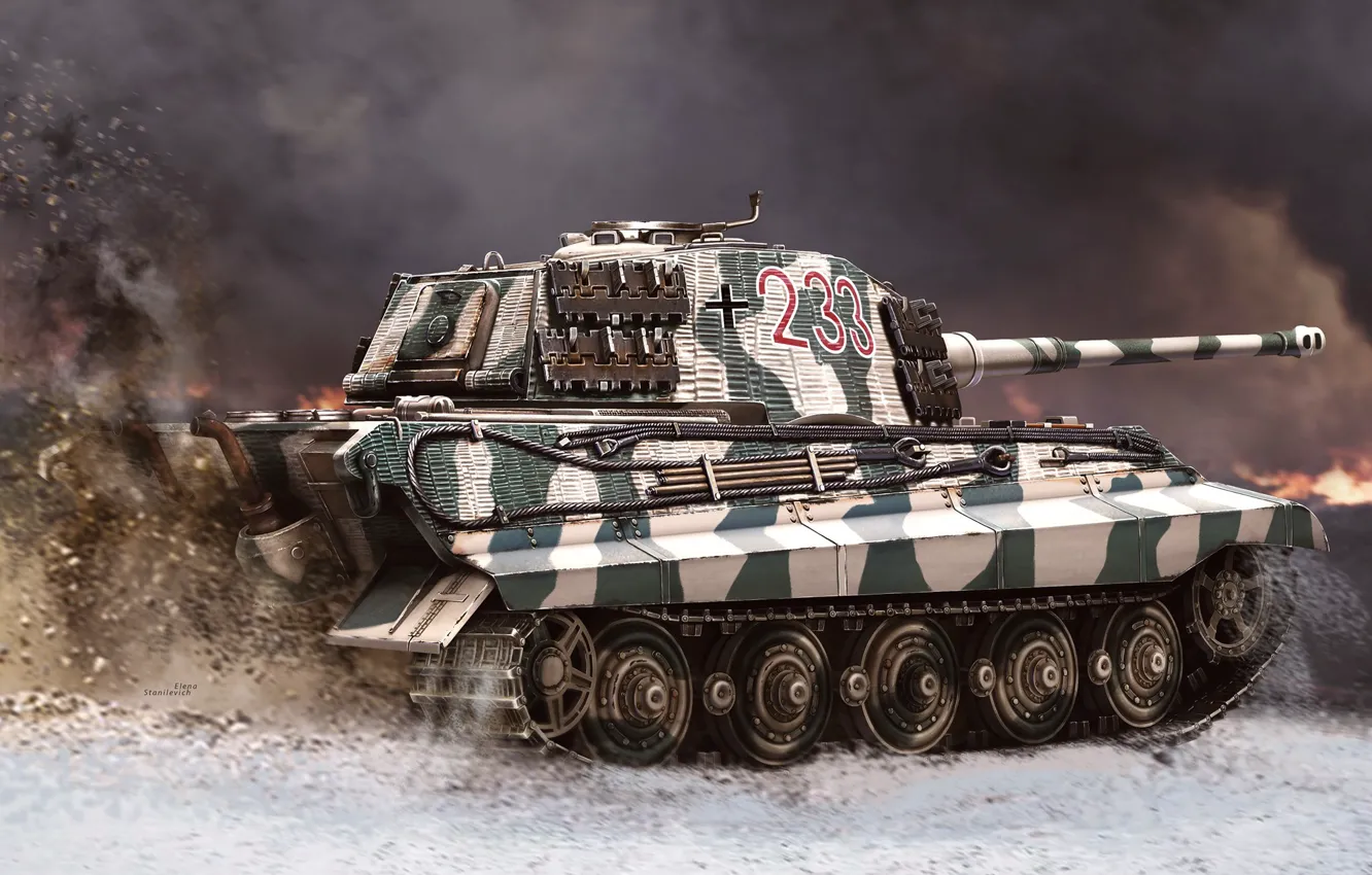 Фото обои Германия, вермахт, Tiger II, Королевский тигр, King Tiger, немецкий тяжёлый танк, Konigstiger, панцерваффе