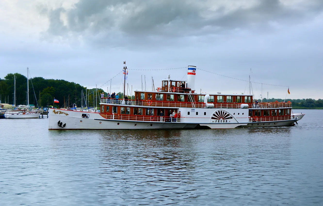 Фото обои ретро, Германия, Росток, пароход