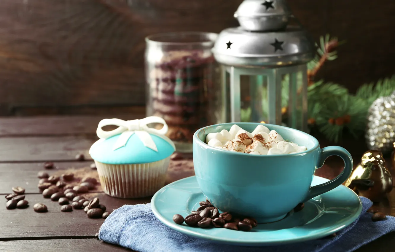 Фото обои кофе, молоко, печенье, фонарь, чашка, cup, какао, coffee