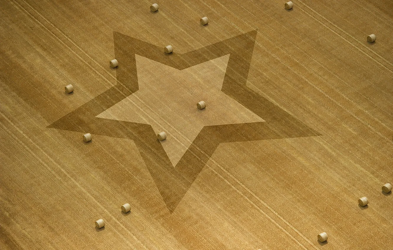 Фото обои поле, знак, сено