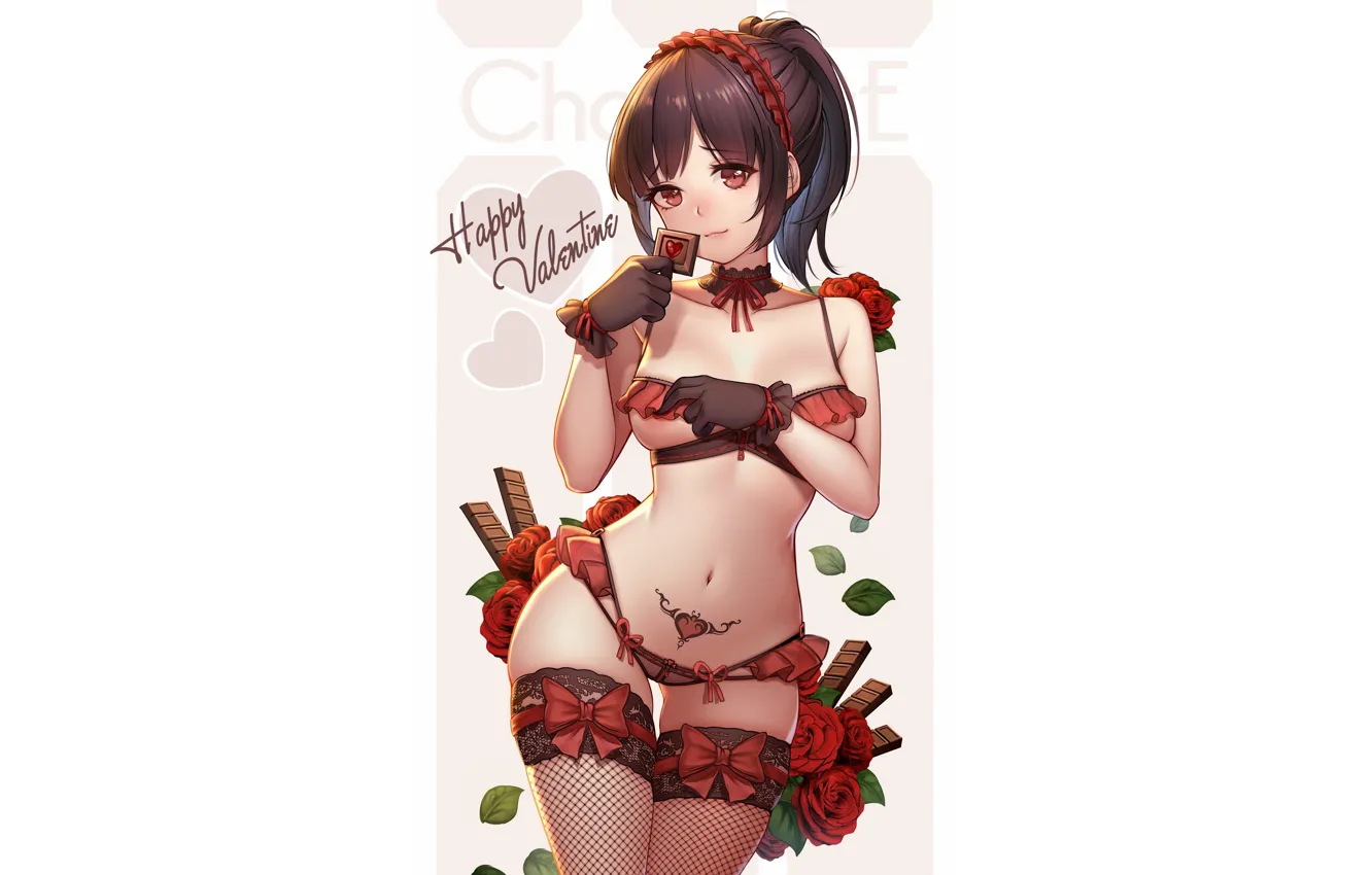 Фото обои girl, sexy, lingerie, pantsu, bra, cleavage, panties, thighhighs