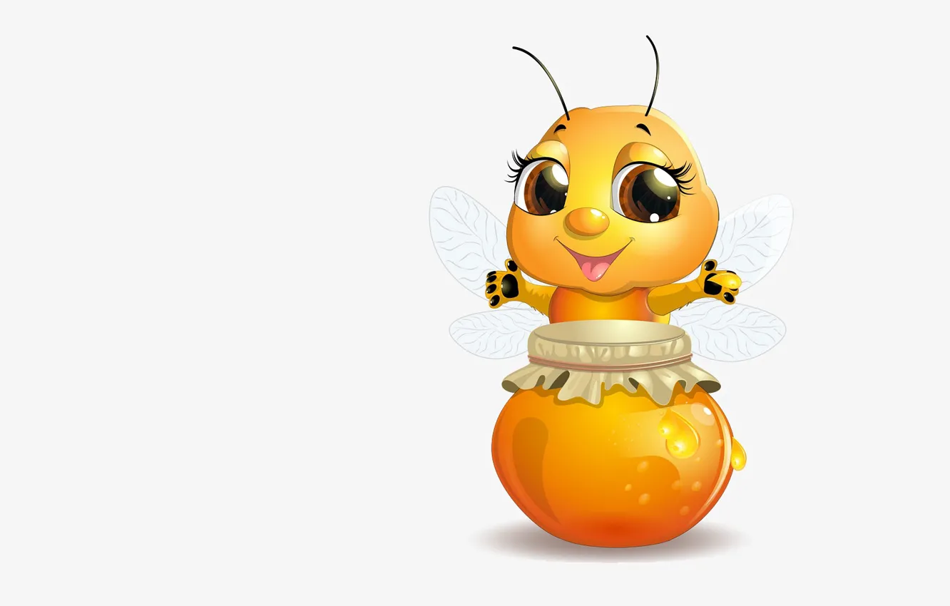 Фото обои настроение, арт, горшок, пчёлка, мёд, детская, хозяюшка