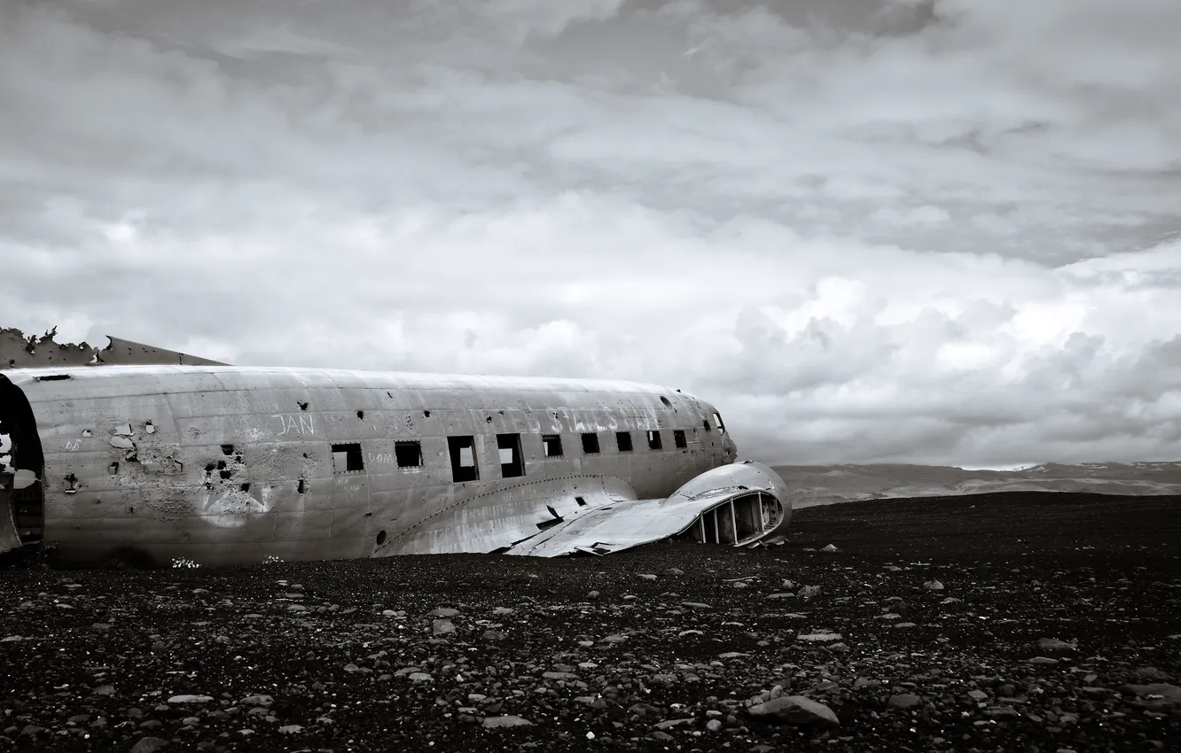 Фото обои самолет, фото, крушение, черно-белое, navy, развалина