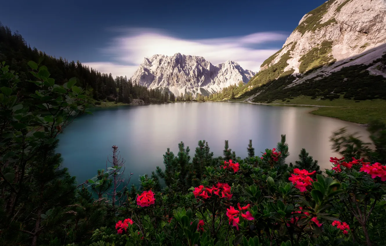 Фото обои горы, озеро, Австрия, Альпы, Тироль, Зеебензее