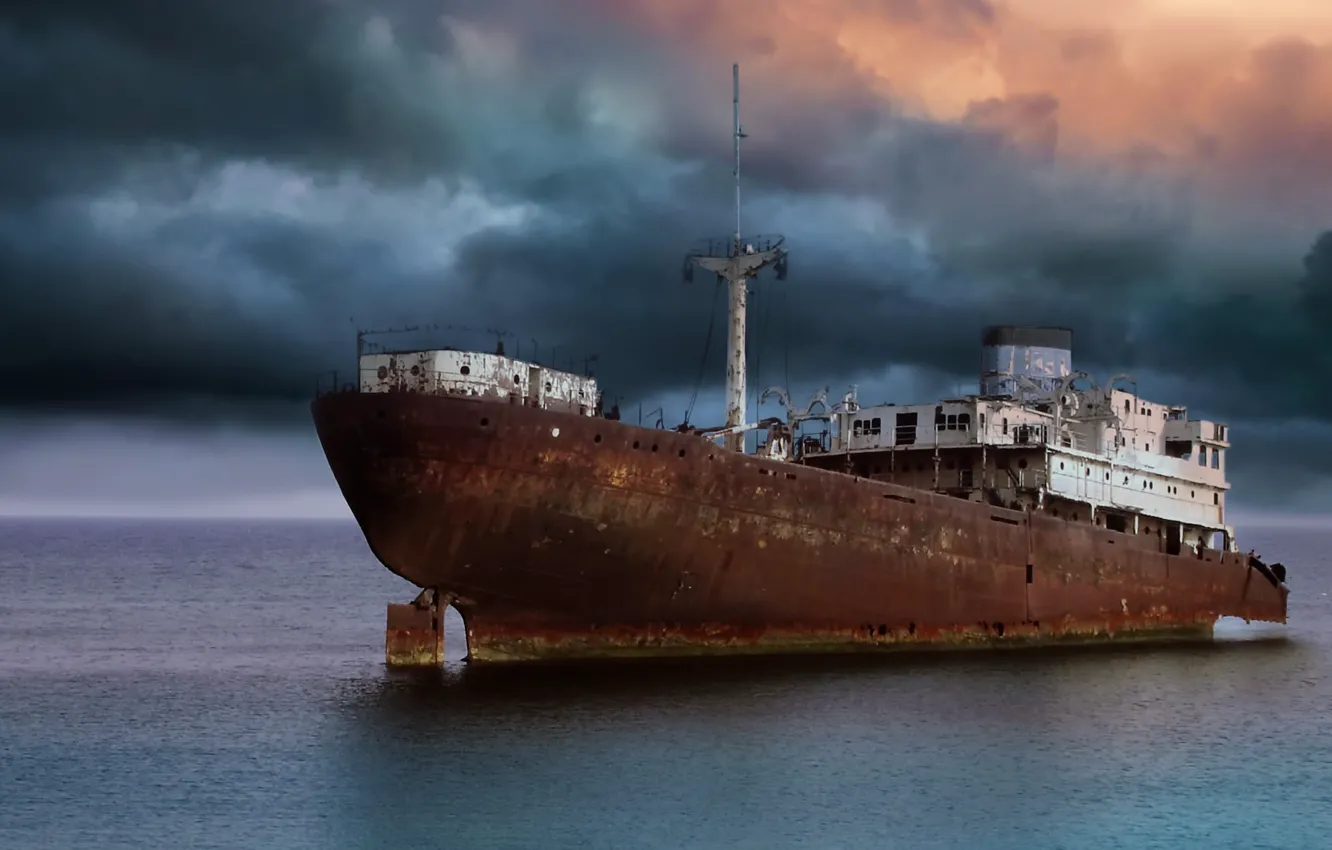 Фото обои море, небо, корабль