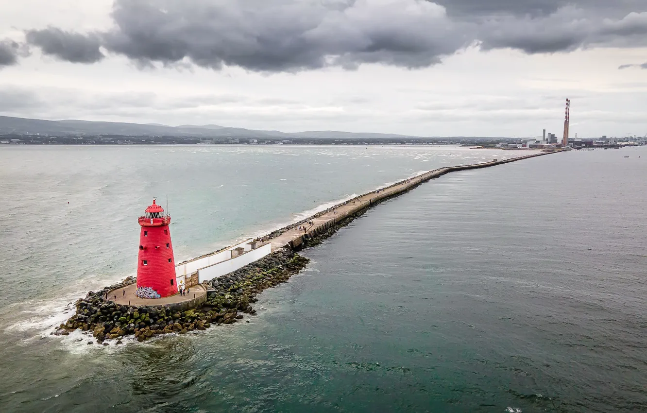 Фото обои Ireland, Dublin, Poolbeg Lighthouse, Bull Island, Leinster