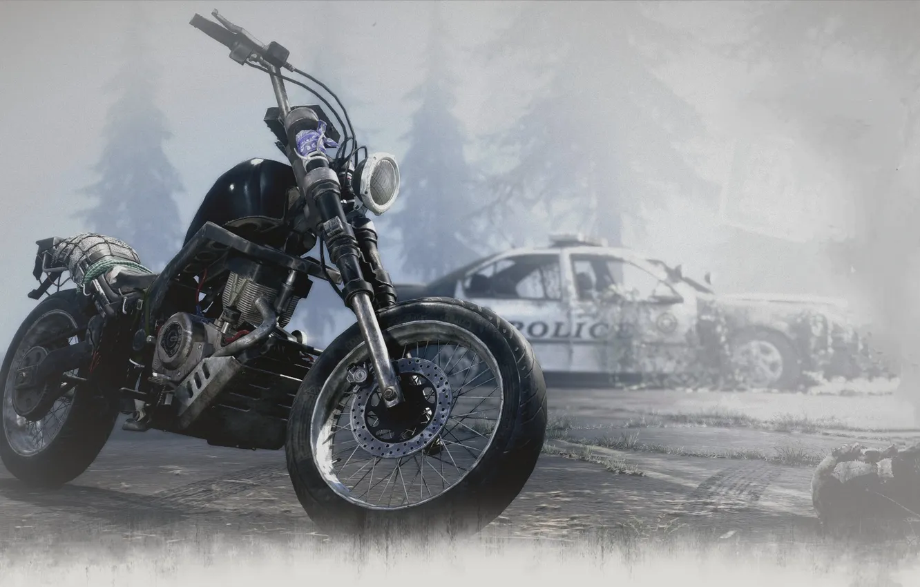 Фото обои Car, Bike, Days Gone, Post Apocalypse