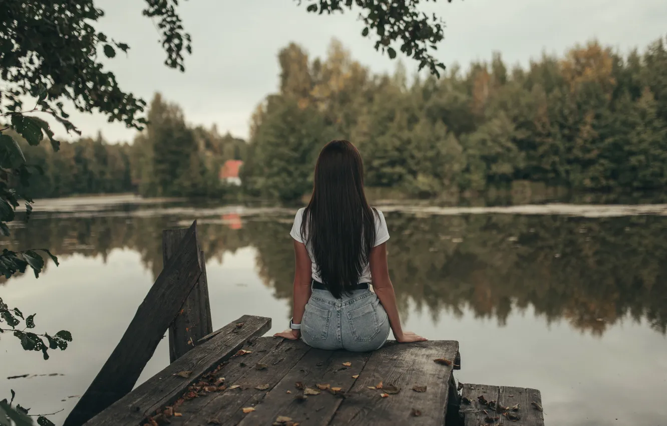 Фото обои осень, девушка, у реки, Фотограф Виктория Руских