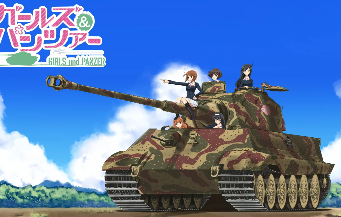 Фото обои kawaii, girl, weapon, anime, cute, tank, japanese, Girls und Panzer