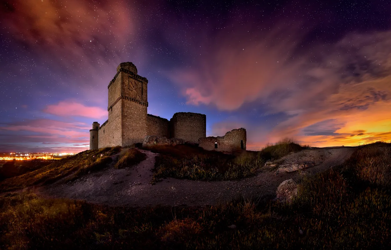 Фото обои замок, звёзды, Испания, Barcience, Барсьенсе