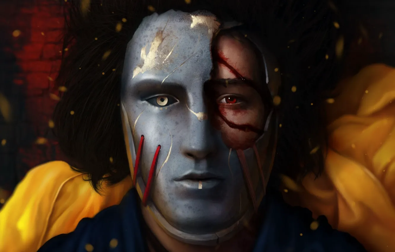 Фото обои взгляд, лицо, маска