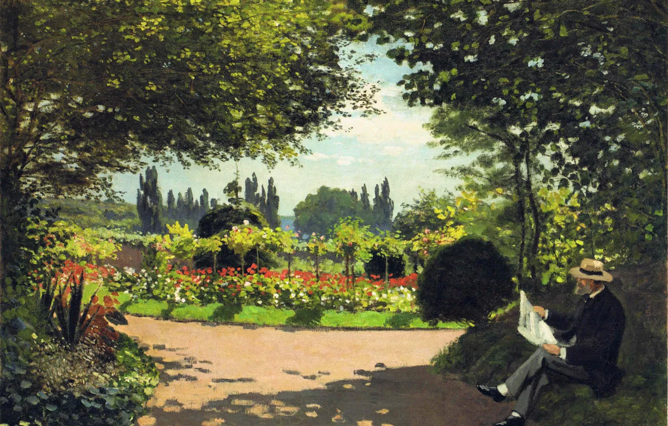Фото обои парк, отдых, картина, сад, Клод Моне
