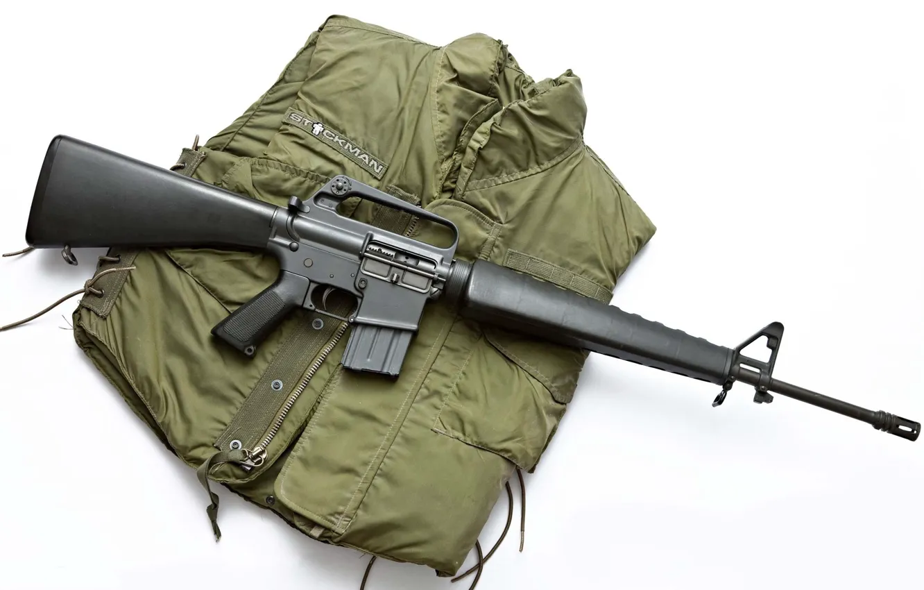 Фото обои оружие, винтовка, вооружение, американская, M16, калибра, 56 мм, защитнная