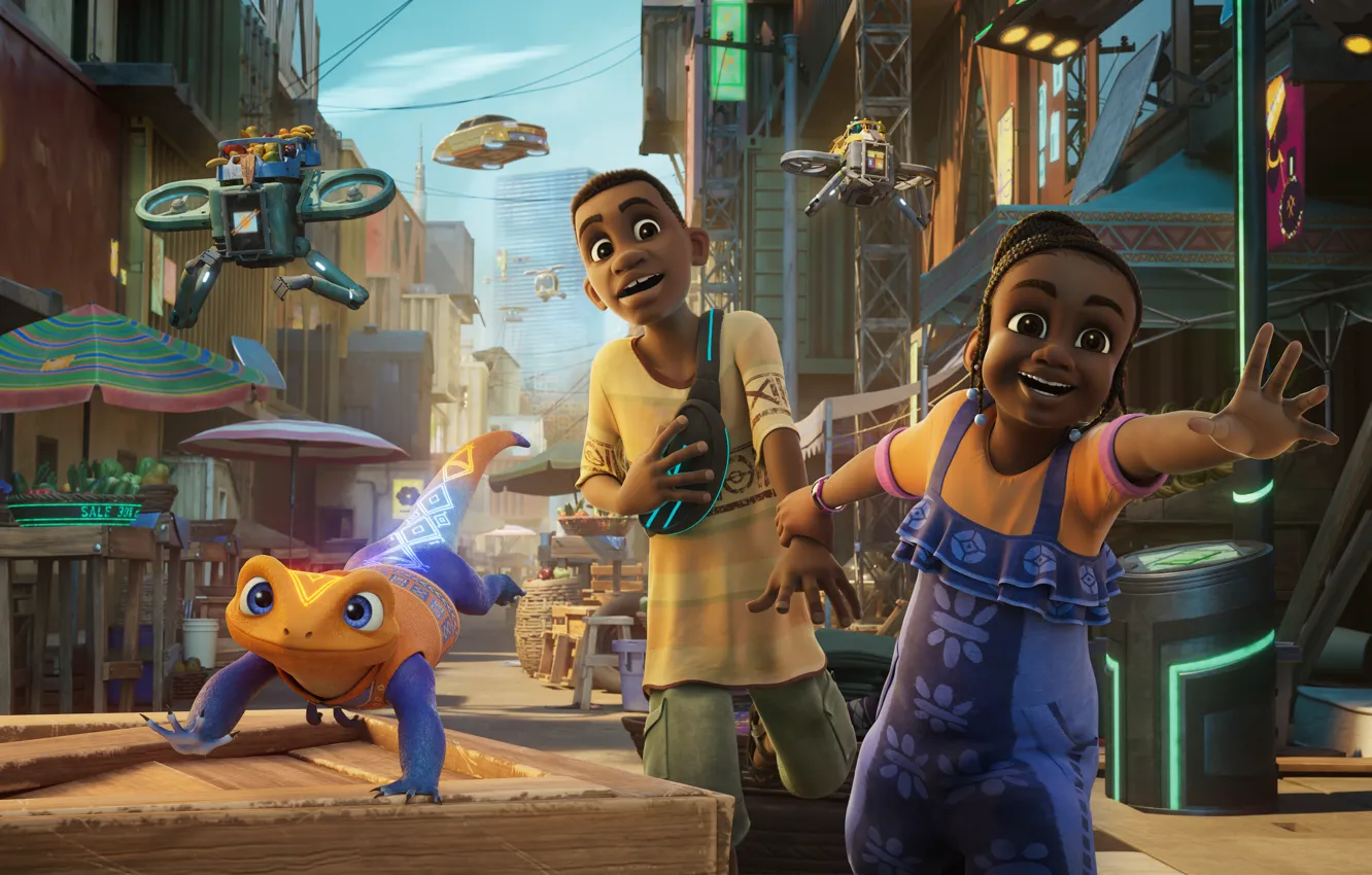 Фото обои Город, Фантастика, Мультфильм, Драма, Walt Disney Animation Studios, Приключения, Мультсериал, Лагос