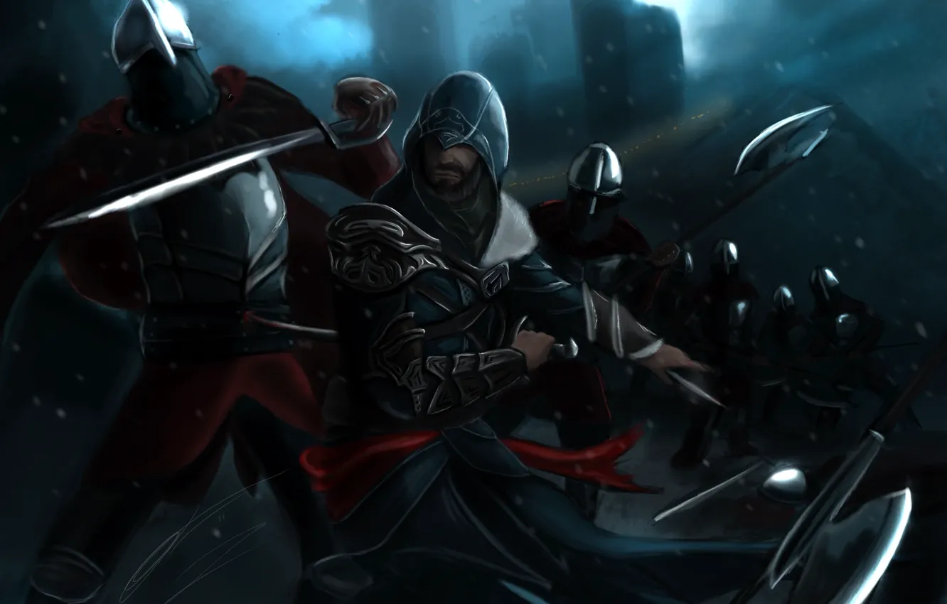 Фото обои Assassins Creed, ассасин, Revelation, стража, Эцио Аудиторе да Фиренце, масиаф