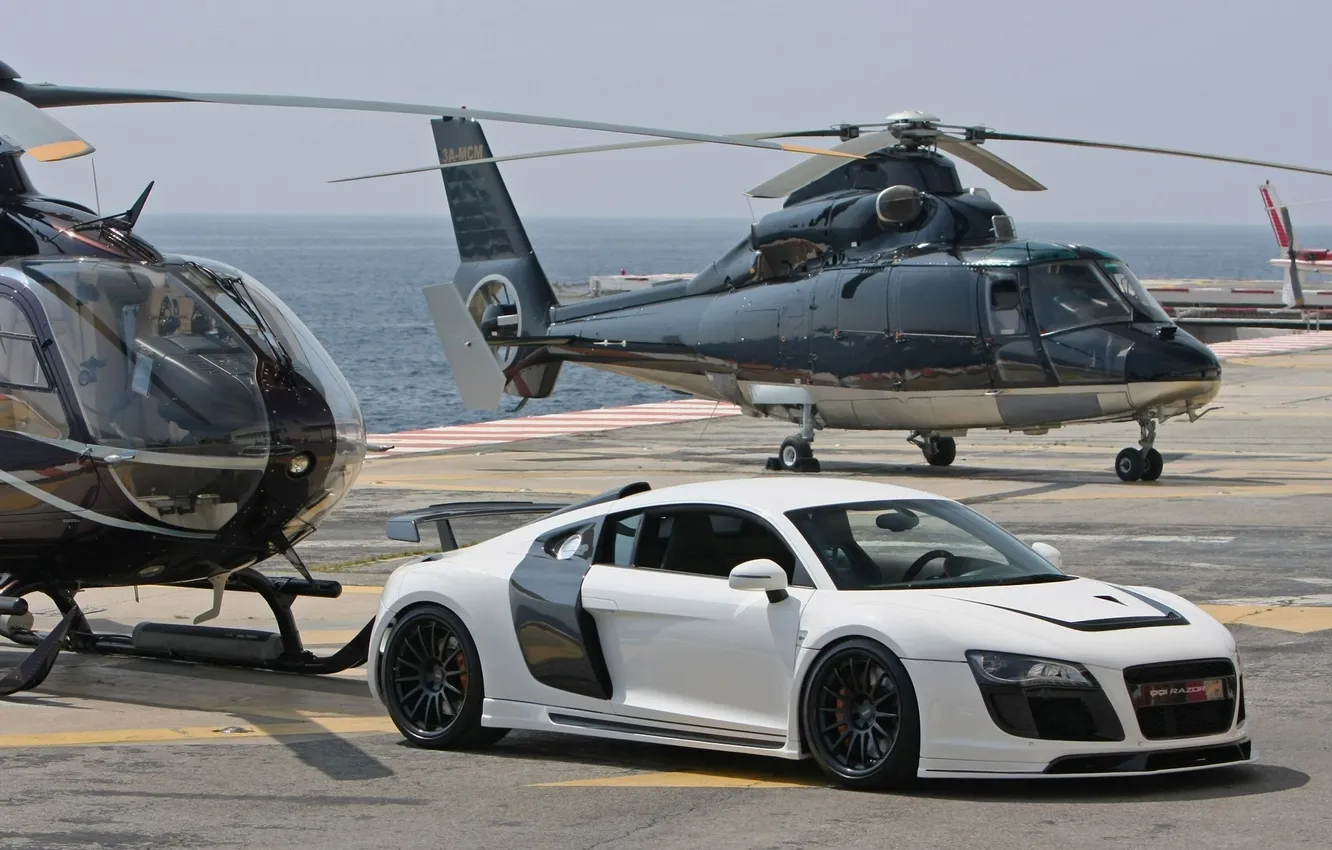 Фото обои Audi, ауди, GTR, вертолёт, white, передняя часть, Razor, PPI