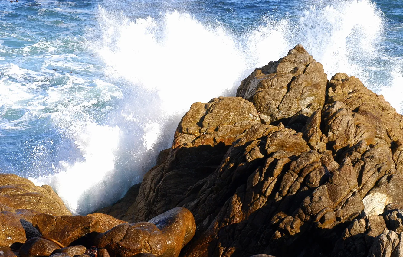 Фото обои море, волны, пена, природа, камни