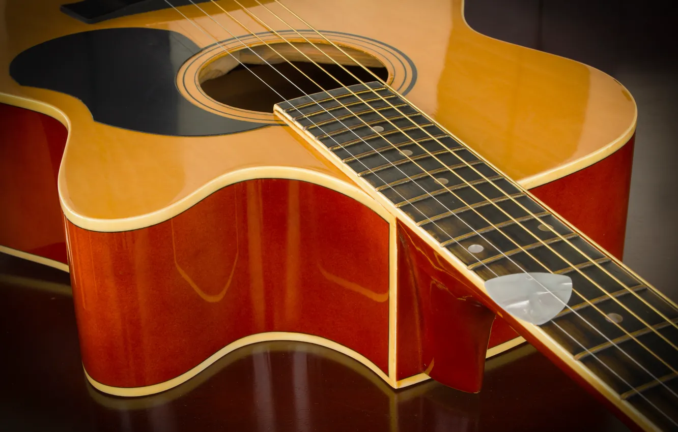 Фото обои guitar, wood, strings