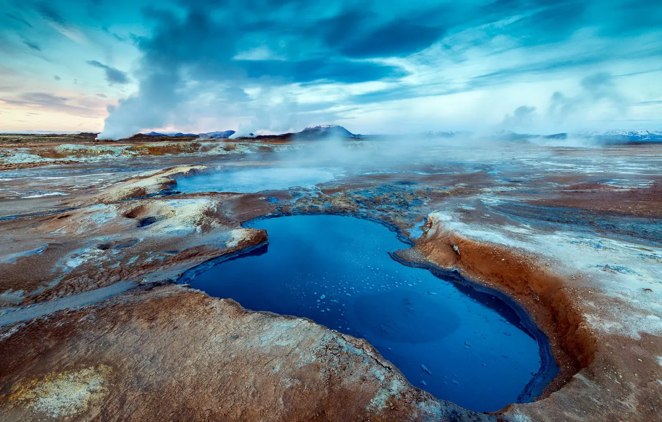 Фото обои Iceland, Hverir, geothermal