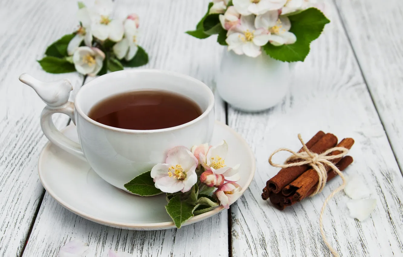 Фото обои цветы, чай, чашка, вазочки, Olena Rudo