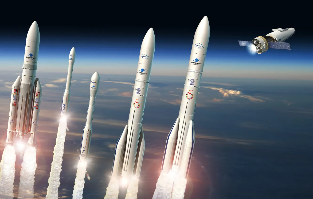 Фото обои космос, ракеты, Vega, Ariane 5, Ariane 64, Space Rider, Vega-C, Ariane 62