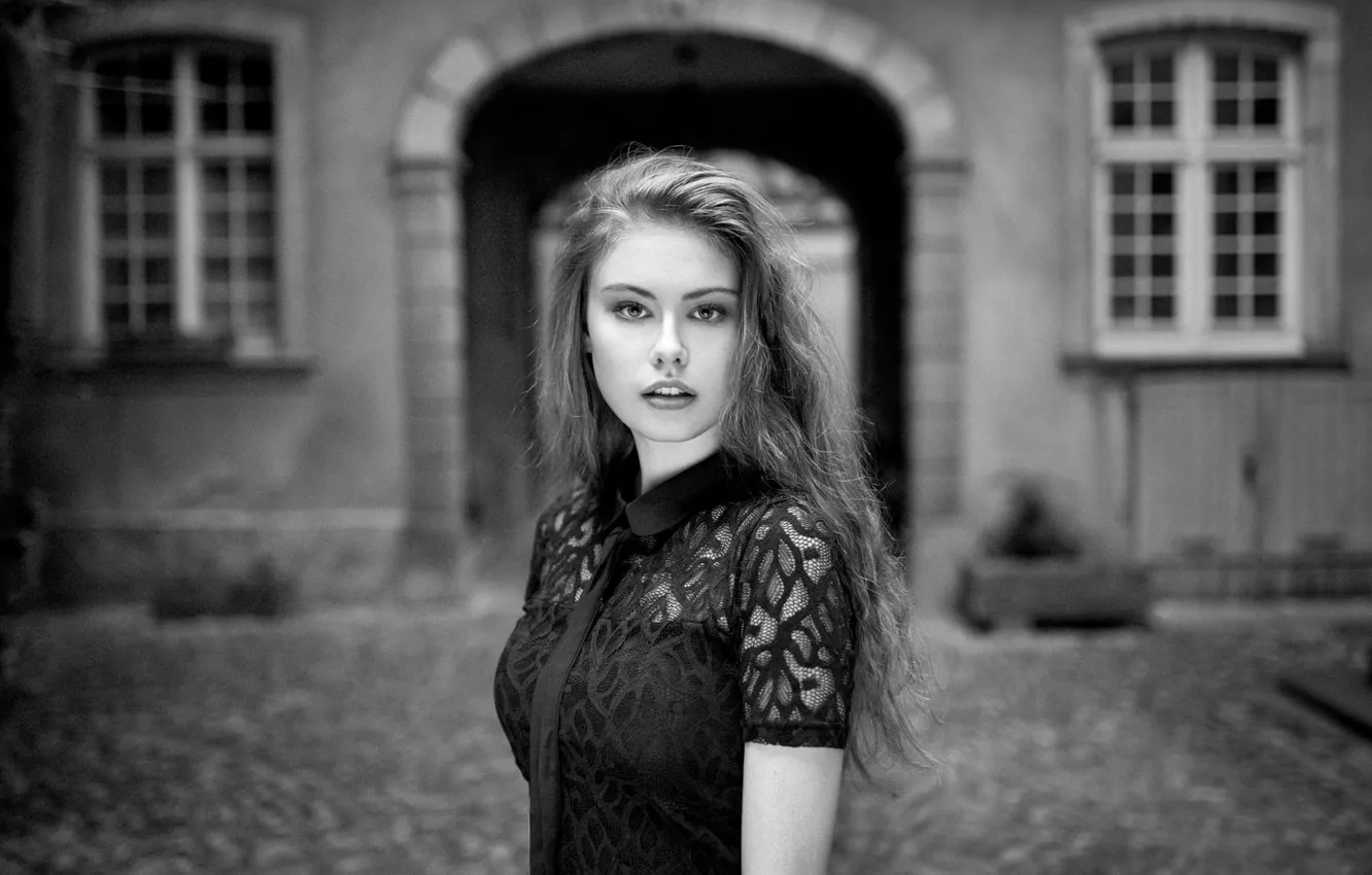 Фото обои девушка, фото, портрет, черно-белое, красивая, Alek, Lods Franck