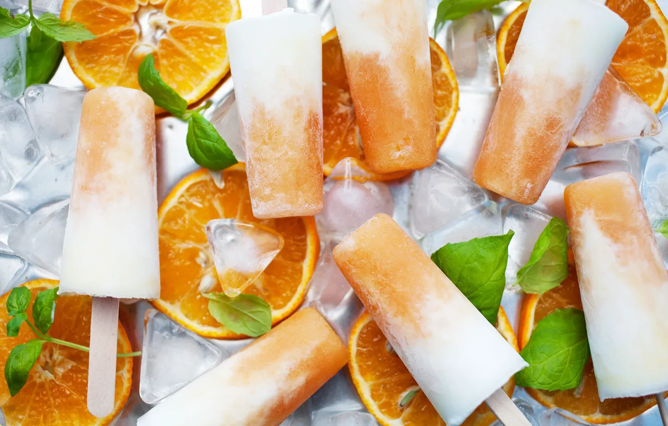 Фото обои лед, апельсины, мороженое, orange, sweets, ice cream