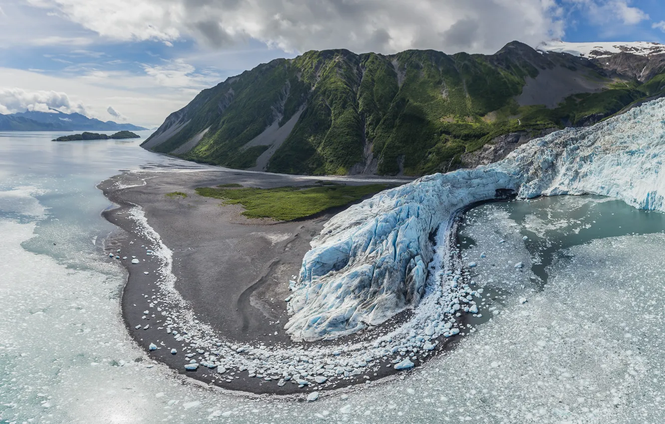 Фото обои горы, лёд, ледник, льдины, Alaska