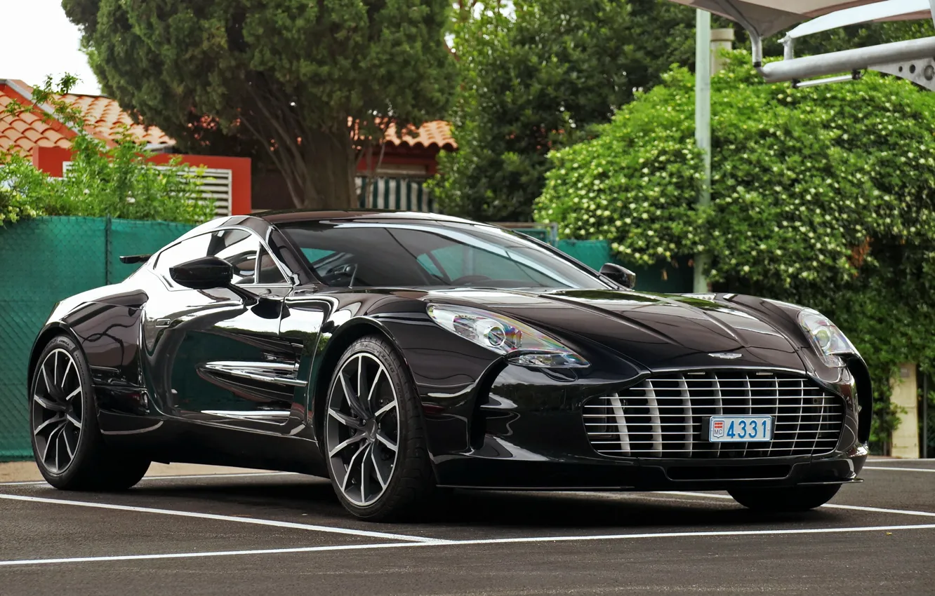 Фото обои car, black, aston martin, super, one-77