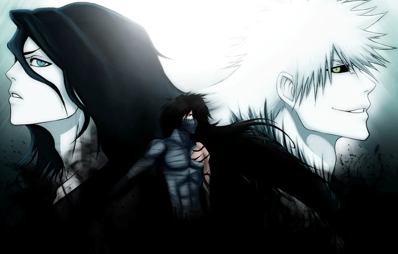 Фото обои взгляд, парень, Bleach, Блич, kurosaki ichigo, art, альтер эго, zangetsu