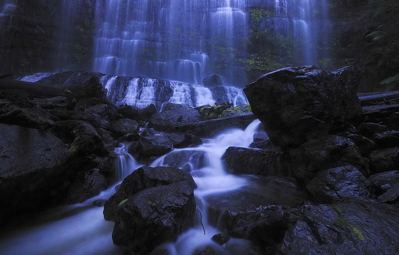 Фото обои вода, скала, камни, водопад, поток