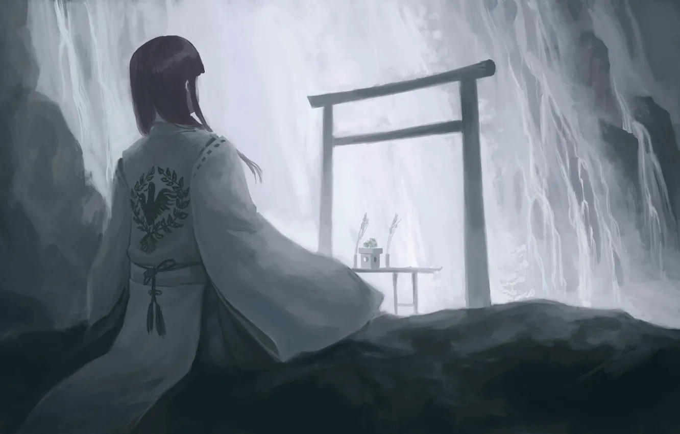 Фото обои спокойствие, восток, кимоно, Hiraoka Masamune, composure, умиротворение