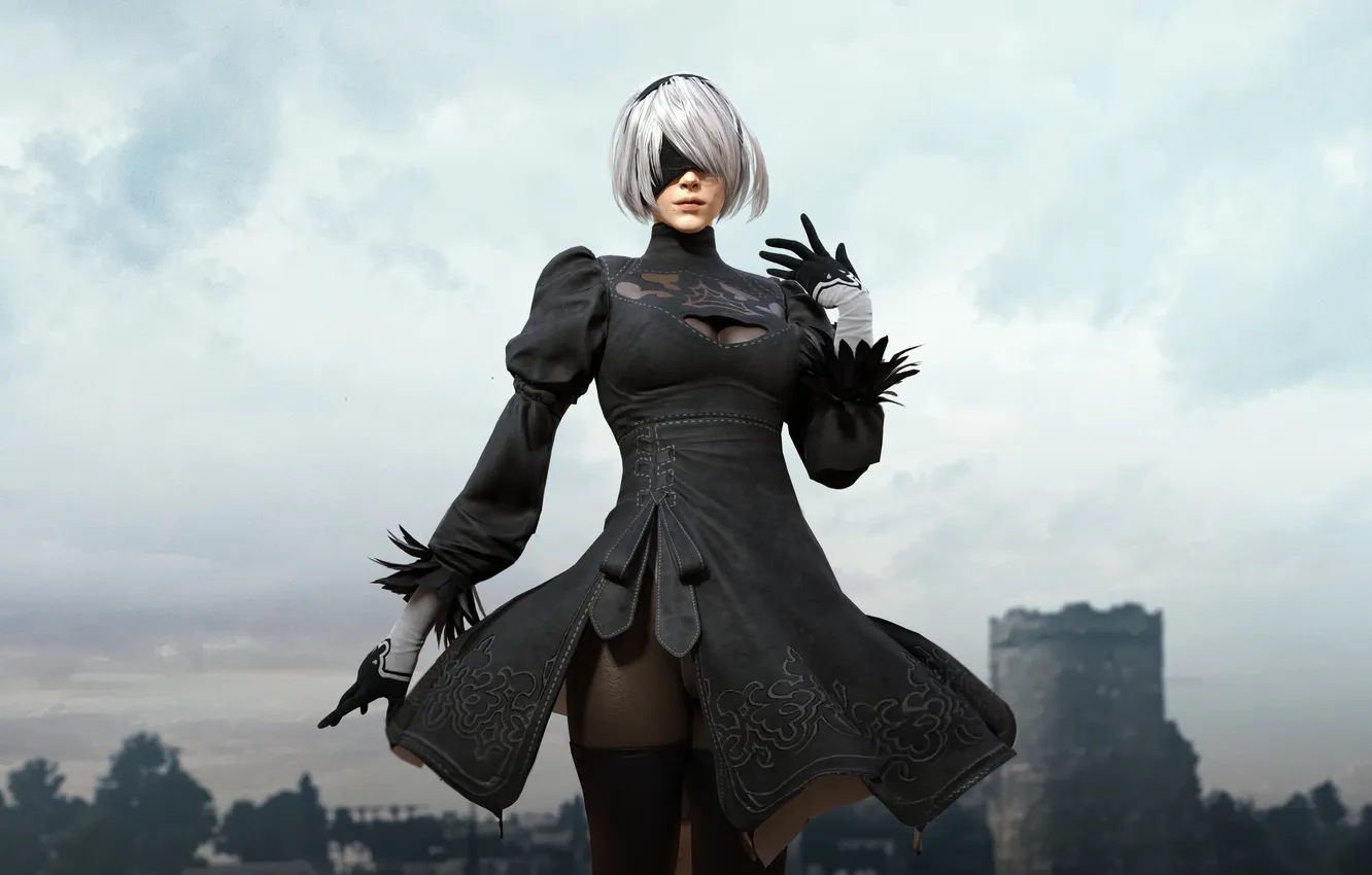 Фото обои nier, automata, x-pubg