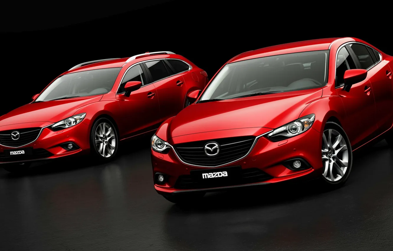 Фото обои Красный, Авто, Седан, Car, Mazda 6, Передок, Универсал