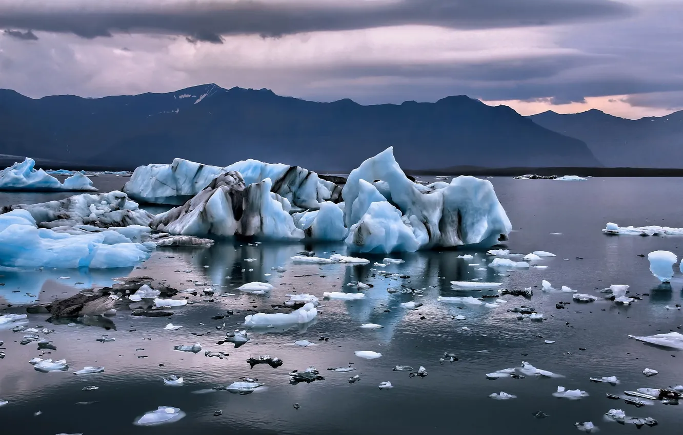 Фото обои Frosty, Iceland, Icebergs