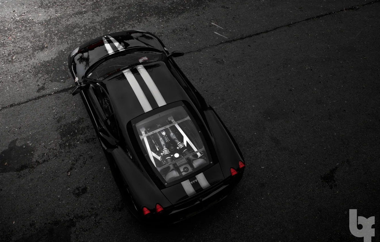 Фото обои стоянка, Ferrari, чёрный фон, f430 scuderia