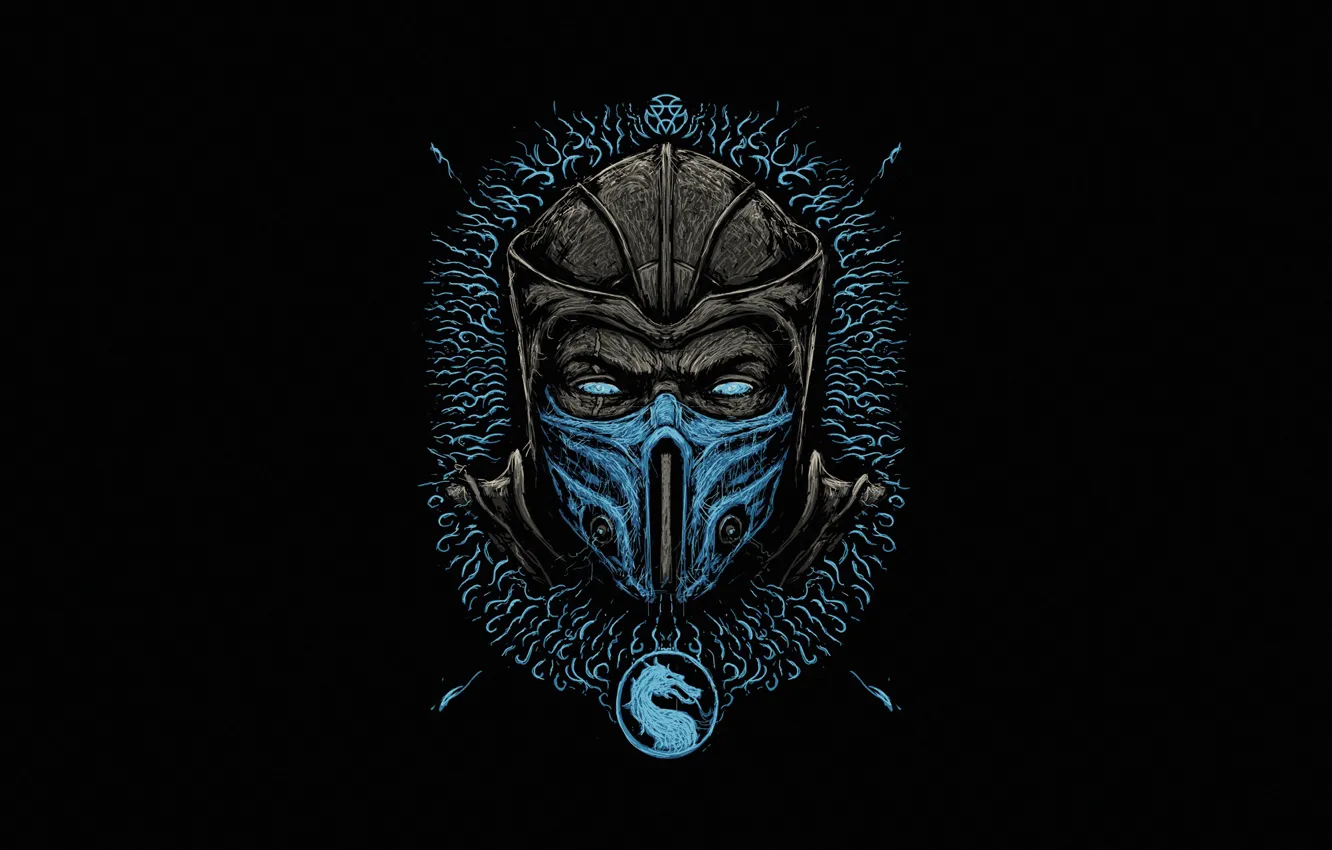 Фото обои Минимализм, Стиль, Фон, Боец, Арт, Art, Style, Mortal Kombat