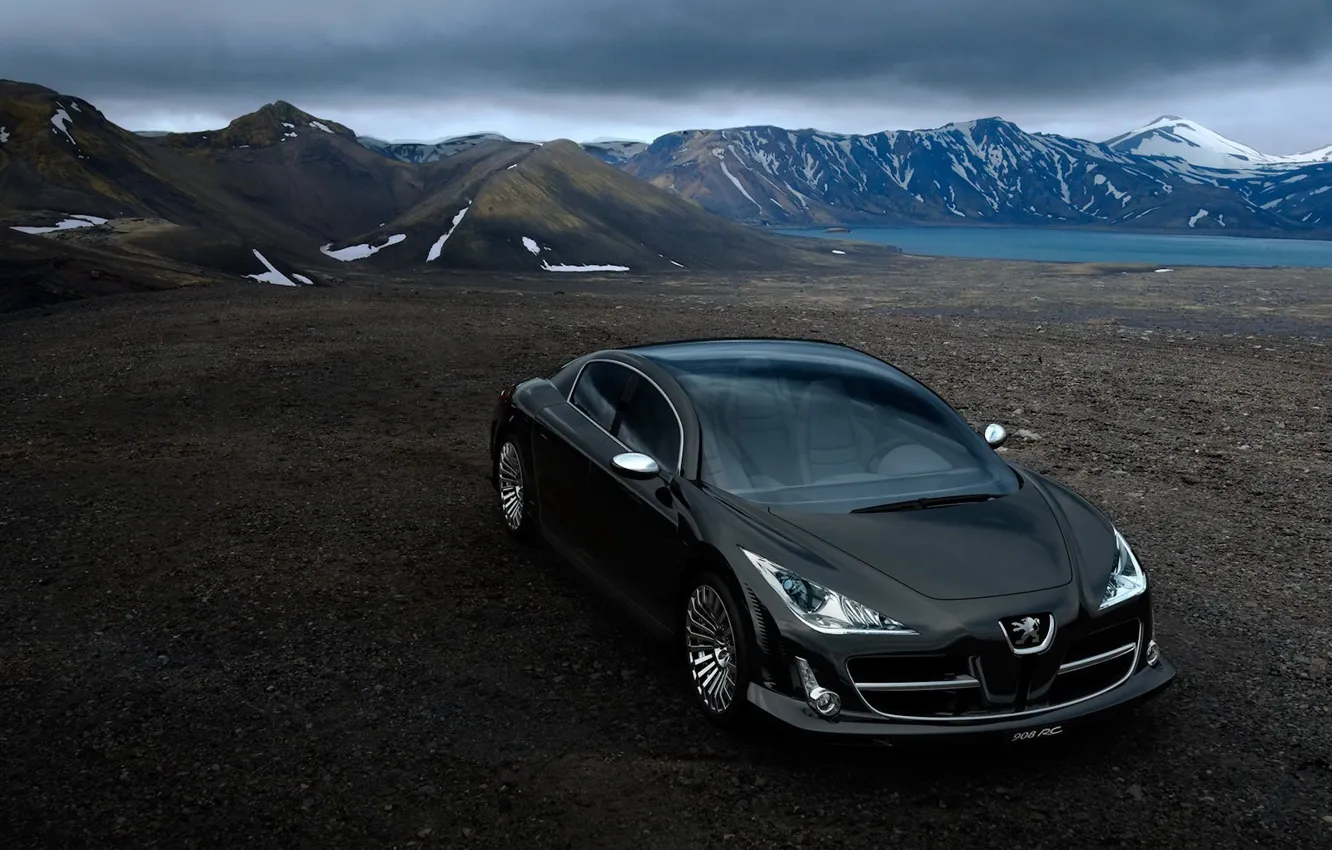 Фото обои Concept, горы, черный, Peugeot
