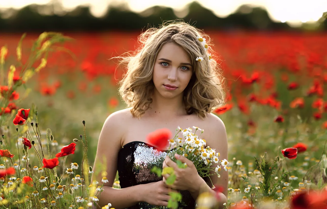 Фото обои лето, девушка, цветы, Katya