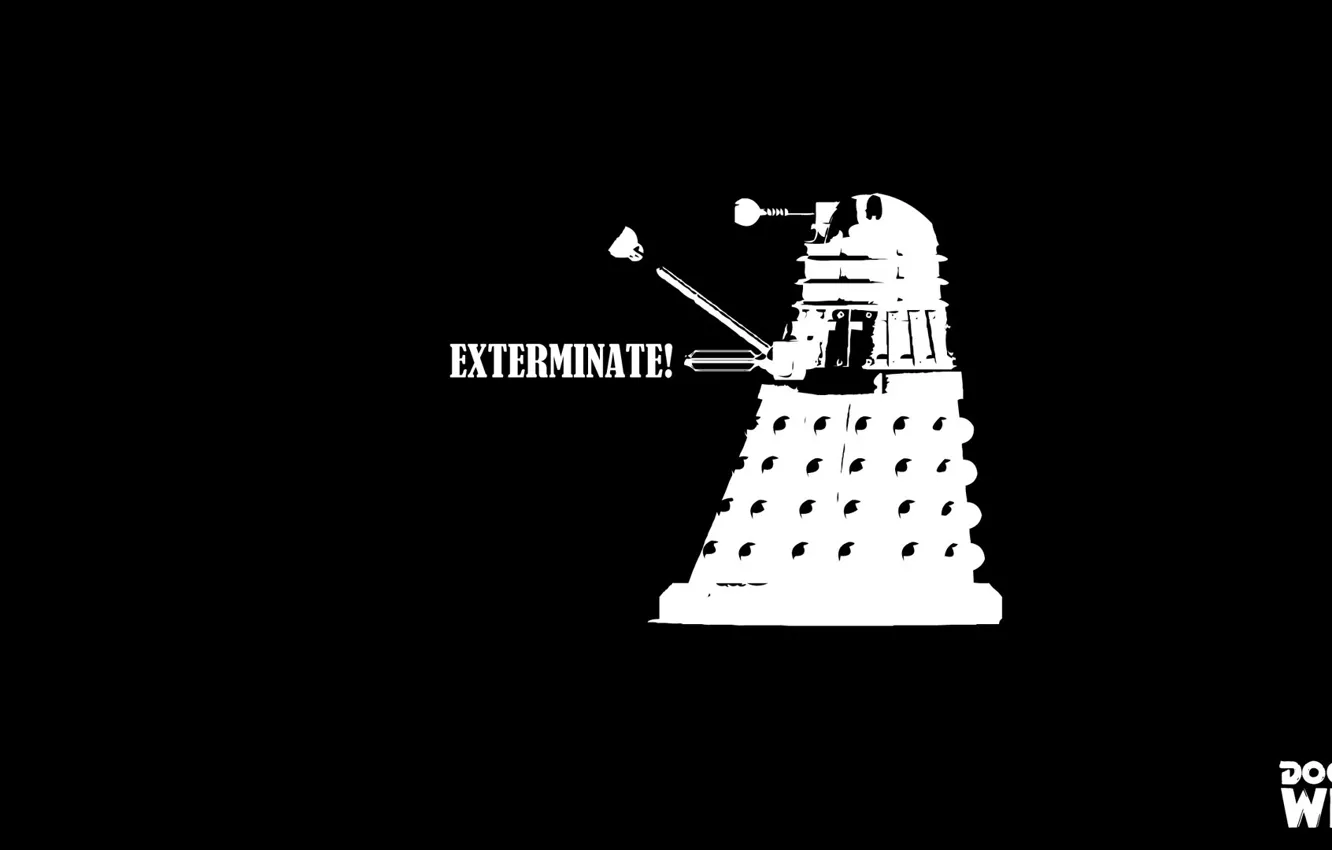 Фото обои черно-белое, Doctor Who, Доктор Кто, Dalek, Далек, чб