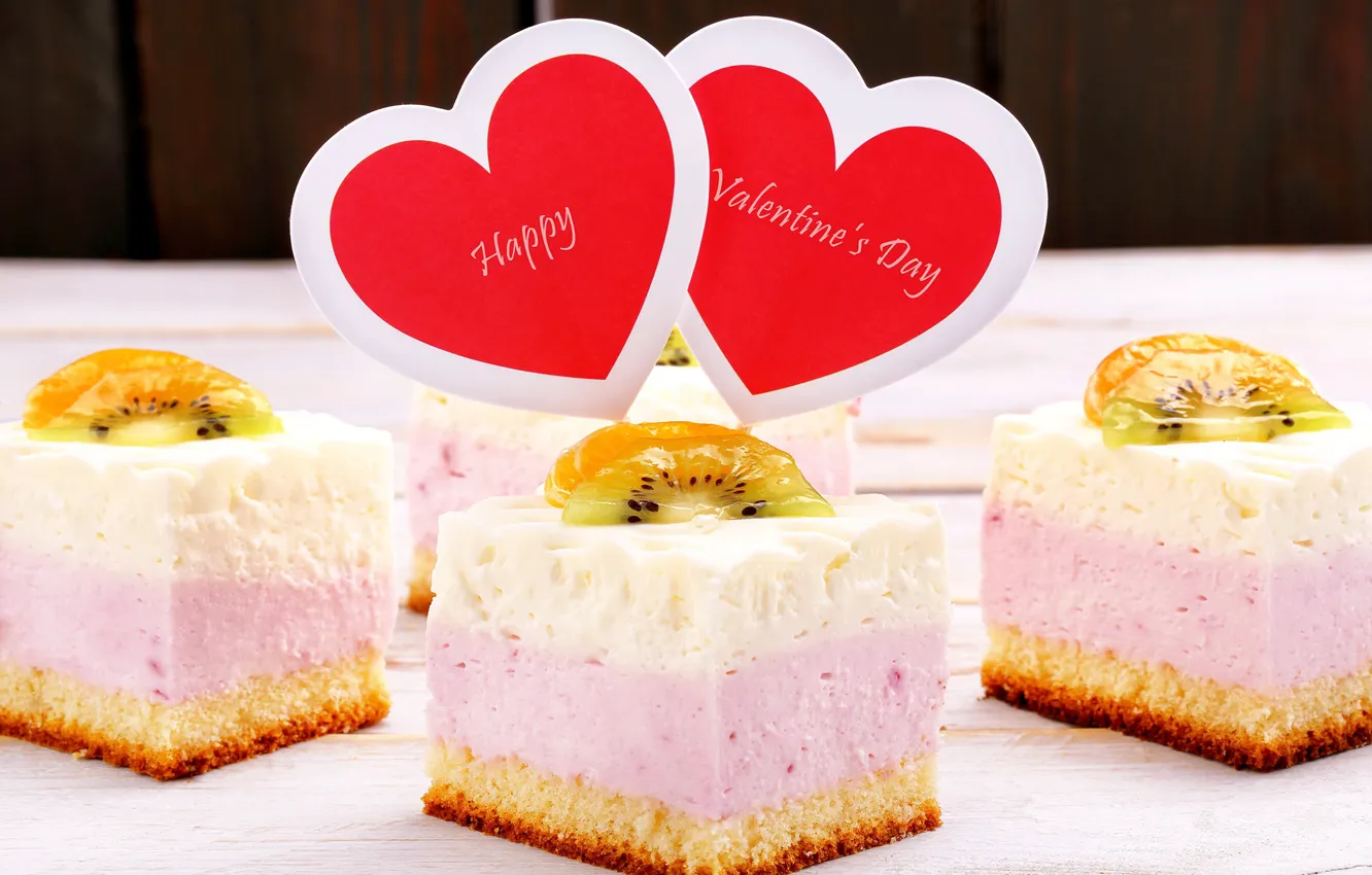 Фото обои сердце, пирожное, фрукты, cake, десерт, heart, сладкое, Valentine's Day