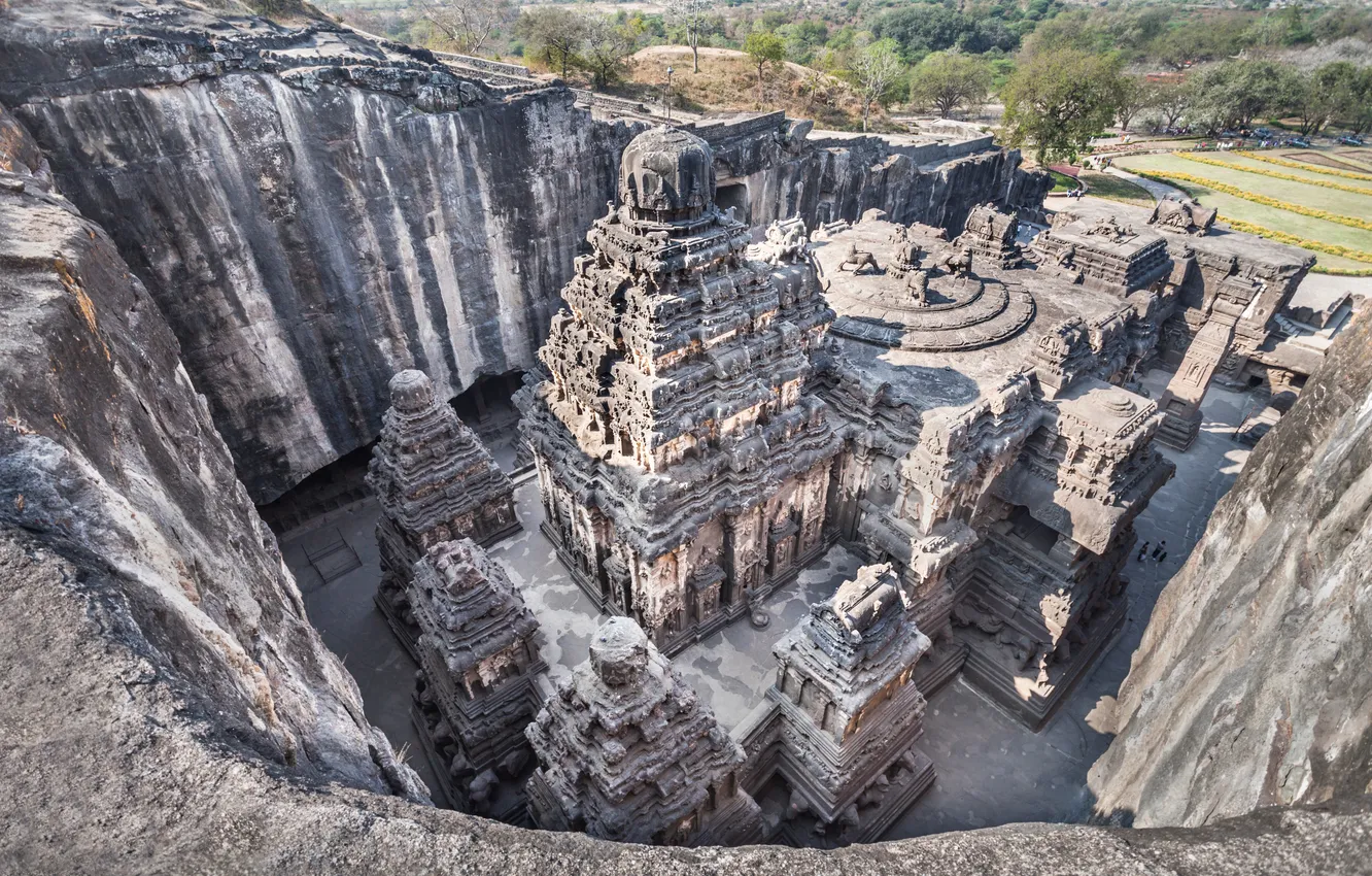 Фото обои old, monument, landmark, religion, religious, kailash, maharashtra