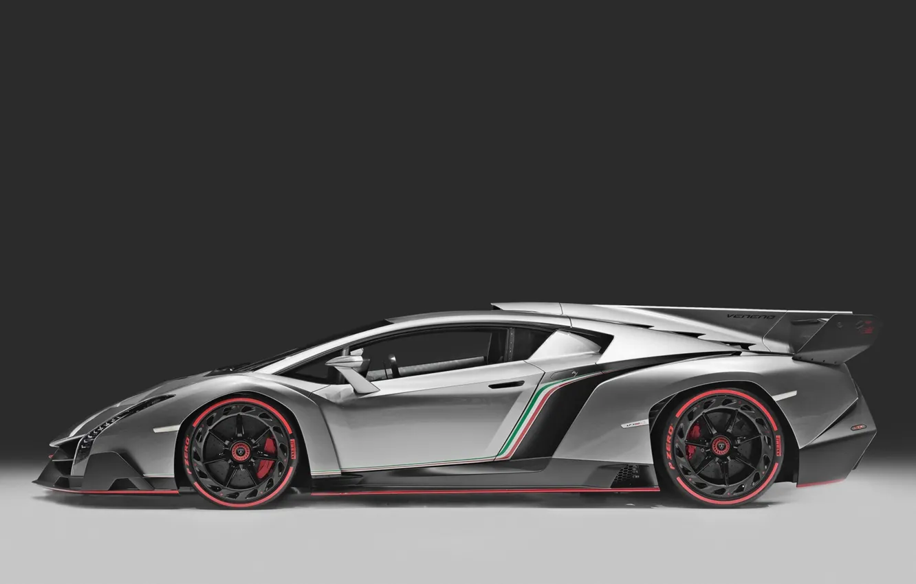 Фото обои цвета, вид, Lamborghini, флаг, сзади, италия, плавник, Veneno