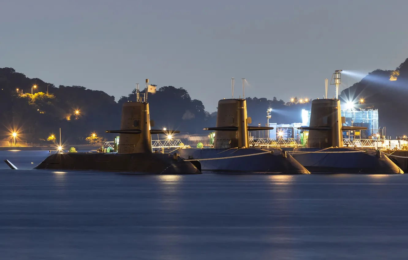 Фото обои пристань, вечер, подводные лодки