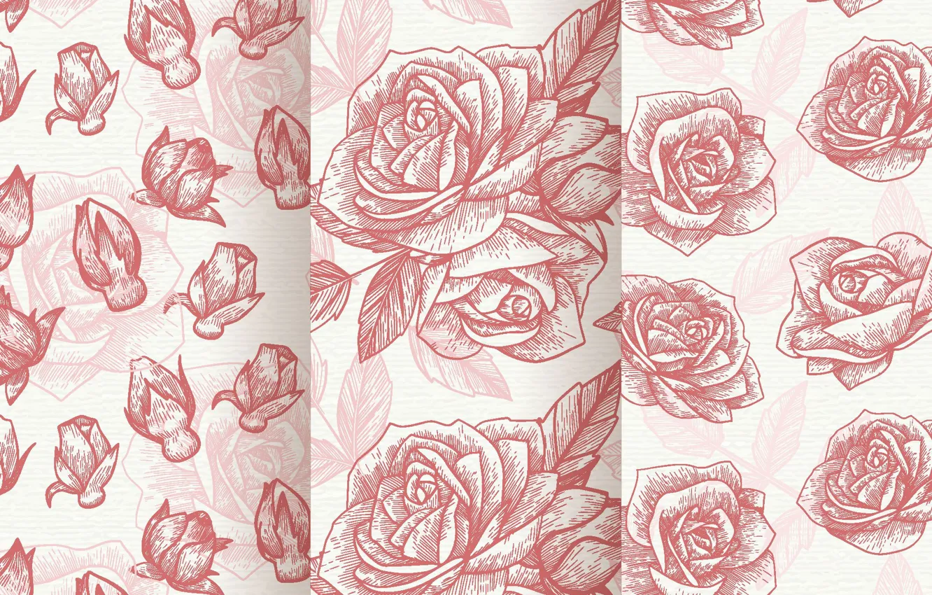 Фото обои фон, розовый, розы, текстура, бутоны, patterns, roses