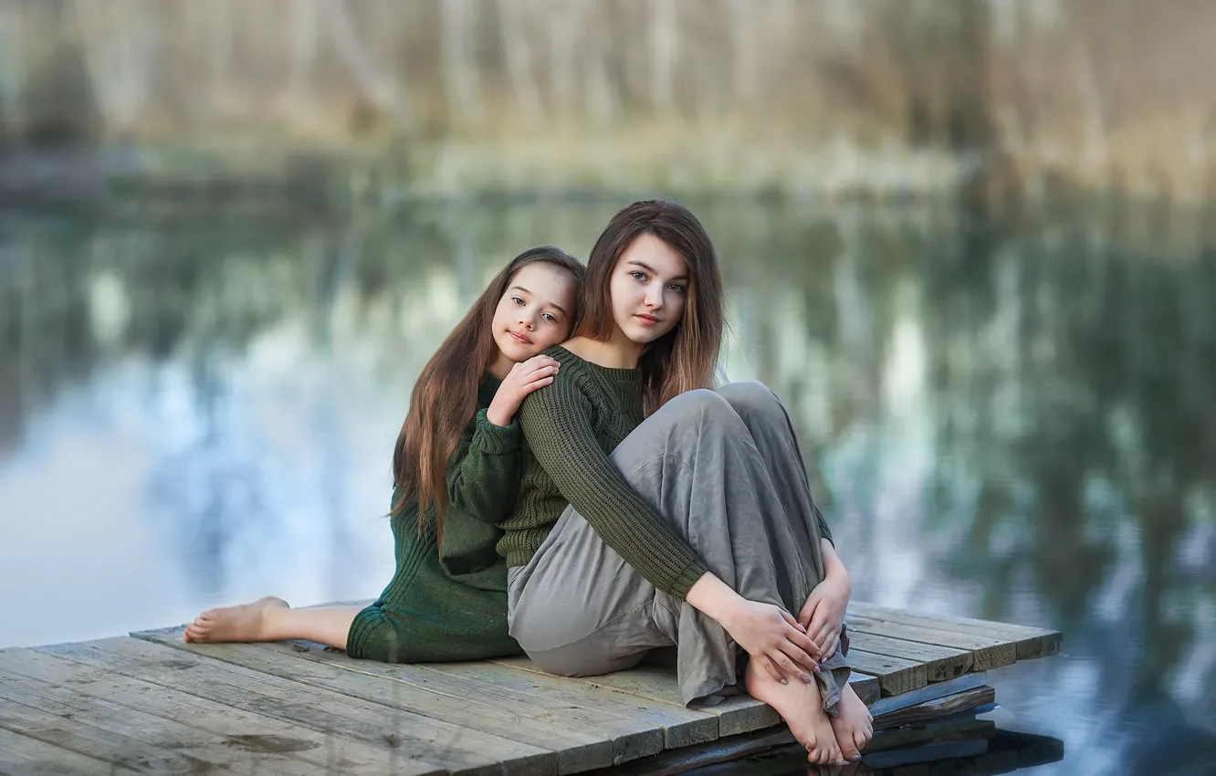 Фото обои взгляд, девушка, природа, река, девочка, Бармина Анастасия