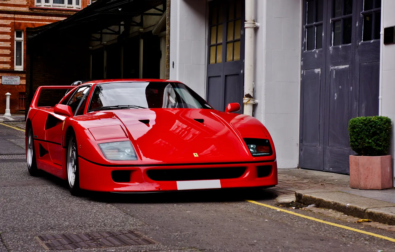Фото обои Ferrari, red, F40, феррари, ф40